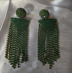 Elegant Green and Gold Dangle Earrings